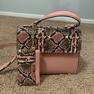 Dune London pink/snake print crossbody